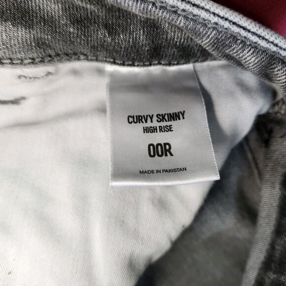 Express NWT 00R Curvy High Waist Washed Black Skinny Jeans Raw Hem Stretch - Picture 9 of 13